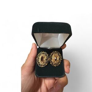 Elegant Gold and Brown Earrings